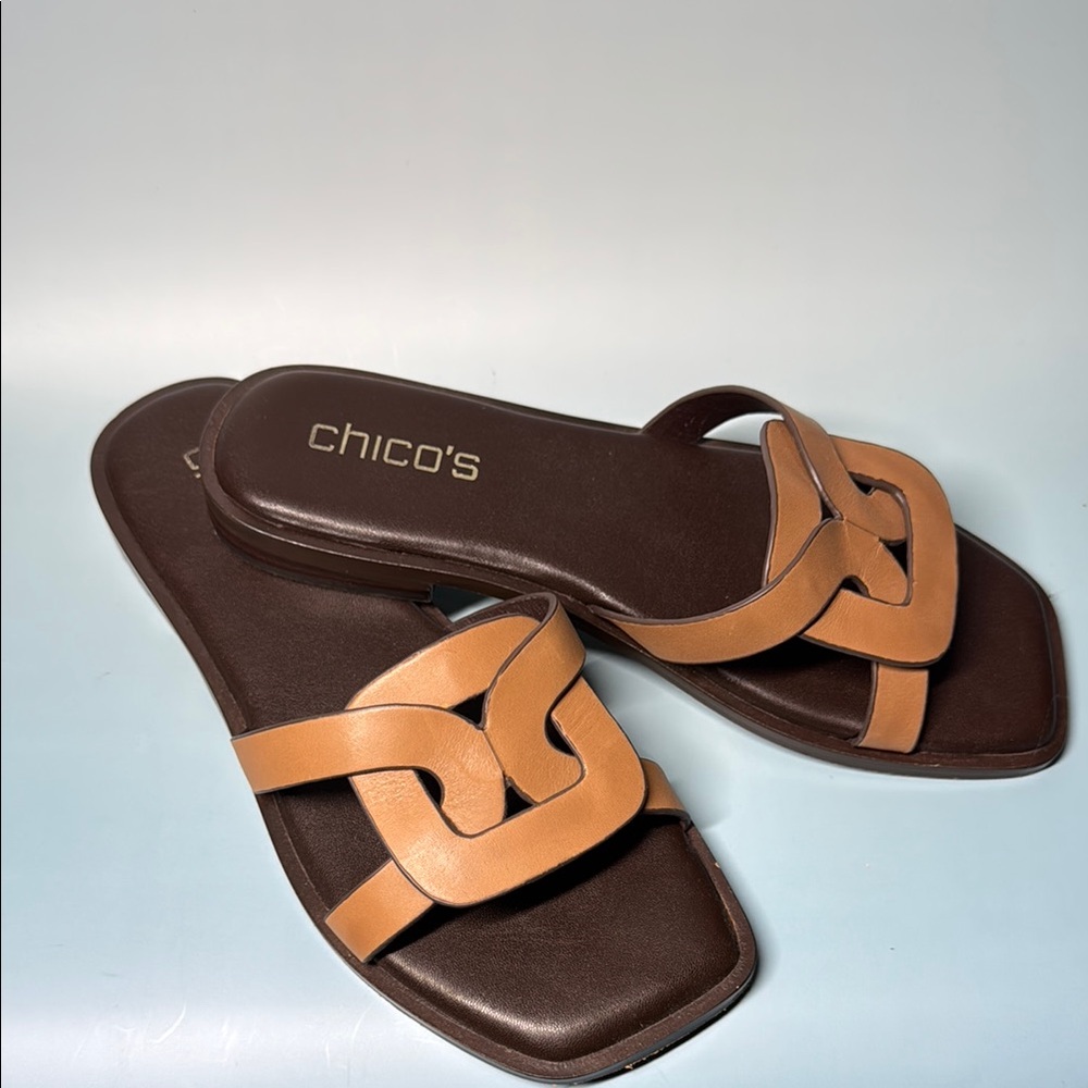 Chico's Brown and Tan Women's Size 6 Leather Sandals EUC